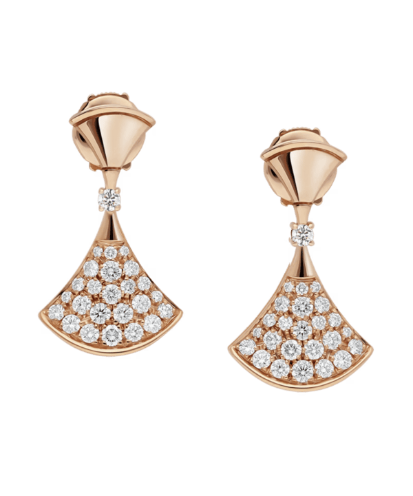 Bvlgari Divas Dream rose gold diamond drop earrings at Dauri Club Tbilisi