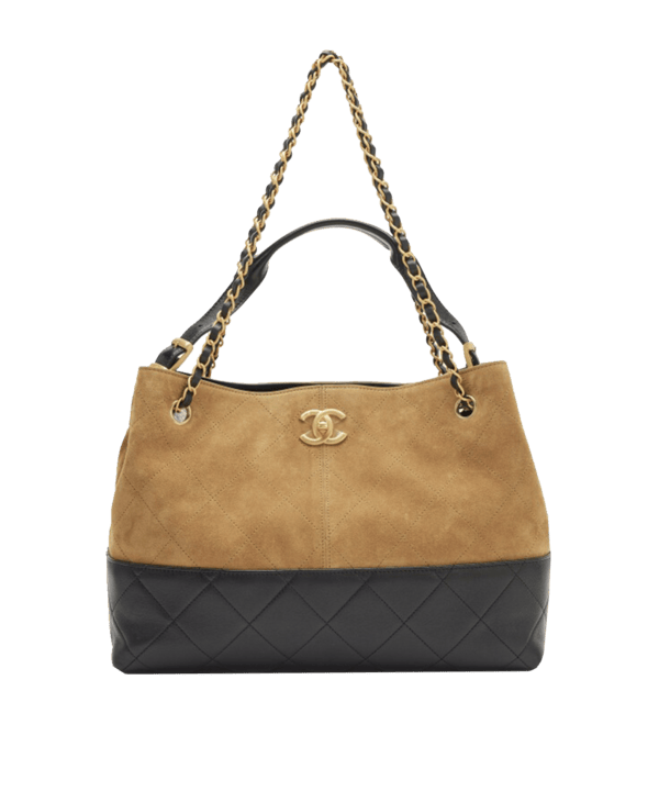 Chanel beige suede and black quilted leather handbag at Dauri Club Georgia