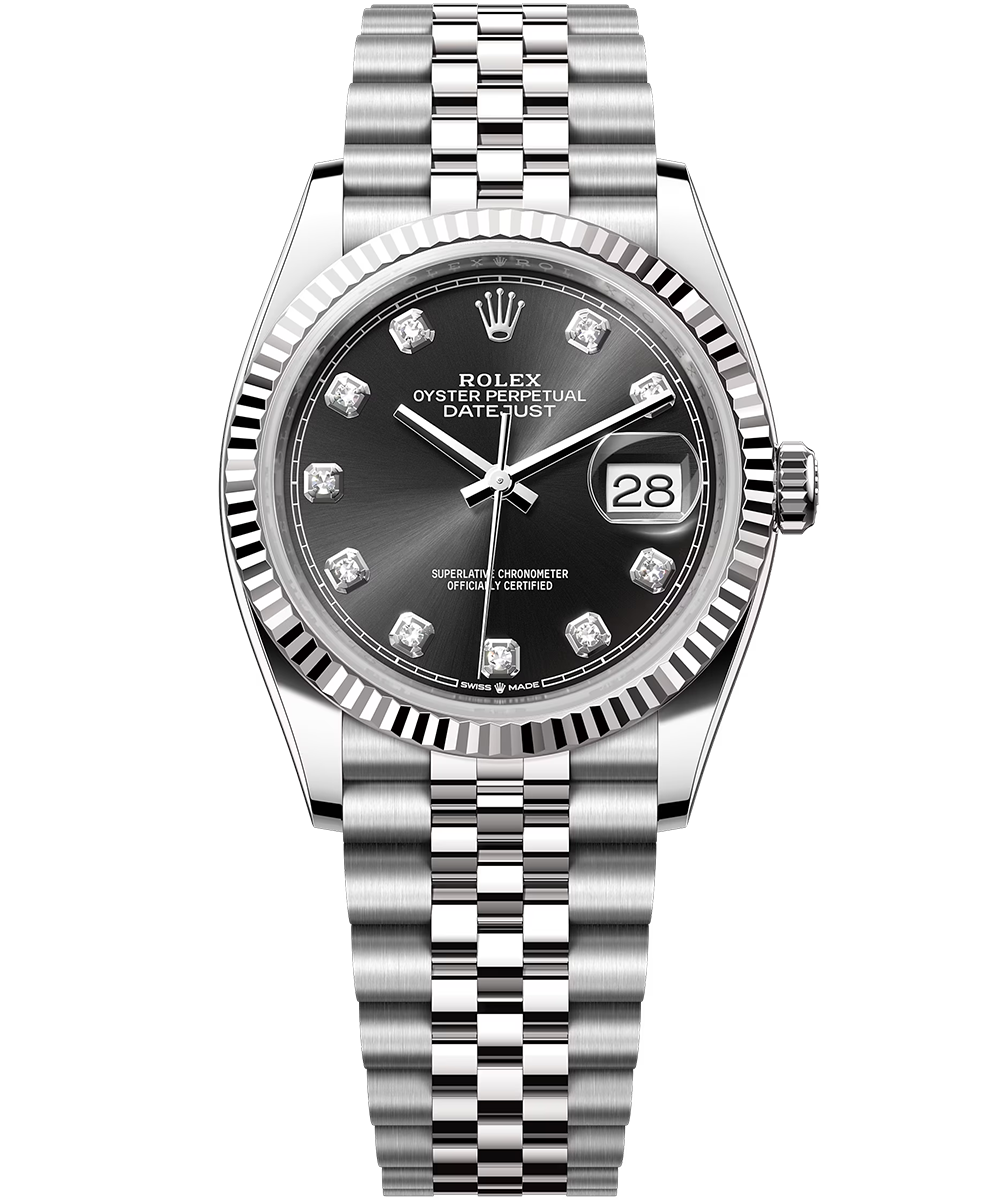 Rolex Datejust white gold fluted bezel diamond dial watch at Dauri Club Tbilisi