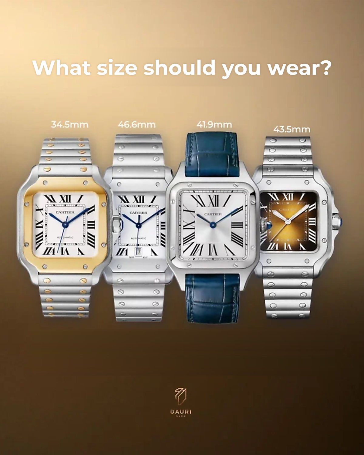 Watches of different case sizes compared at Dauri Club, Tbilisi